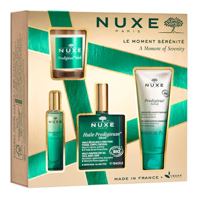 Nuxe Le Moment Sérénité,Coffret Nuxe Néroli,Coffret Nuxe,Huile Prodigieuse Néroli,Parfum Nuxe Néroli,Gel Douche Relaxant Nuxe,Bougie Nuxe Néroli,Coffret cadeau Nuxe,Soins Nuxe Néroli,Coffret bien-être Nuxe,Nuxe France,coffret cadeau,coffret cadeau noel,coffret cadeau anniversaire,idée cadeau,idée cadeau noël,idée cadeau anniversaire