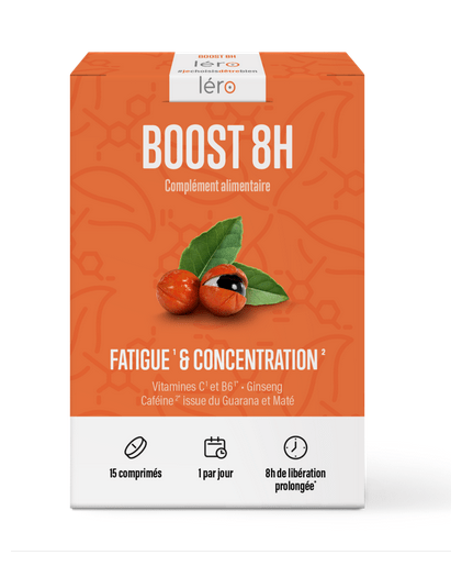 complément énergie,fatigue passagère,manque de concentration,booster naturel,complément alimentaire énergie,Léro Boost 8H,complément pour la concentration,booster sans caféine,énergie 8h naturel,solution fatigue mentale,vitamines contre la fatigue,complément naturel pour la journée,supplément énergie sans effet rebond,complément énergie étudiant,booster naturel pour actif,solution fatigue au travail