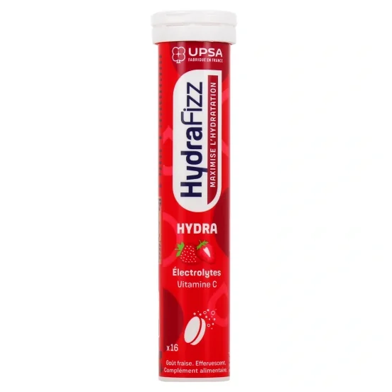 hydrafizz,vit c,vitamine c,UPSA Hydrafizz,Hydrafizz Hydra,réhydratation orale,complément hydratation,sachet réhydratant,solution de réhydratation sans sucre,boisson réhydratante sans sucre,complément électrolytes,hydratation après effort ou chaleur,minéraux et électrolytes UPSA,traitement déshydratation légère,hydratation adulte,hydrafizz hydra avis et utilisation,comment se réhydrater rapidement en été,que prendre en cas de déshydratation légère,complément pour éviter les coups de chaud